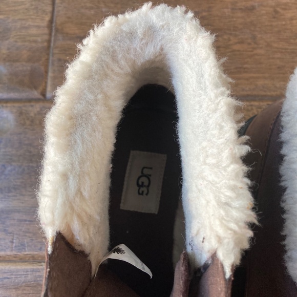 UGG Hapsburg Zip Boots Shoes Womens 9 Brown Leather Suede Shearling - Picture 7 of 11